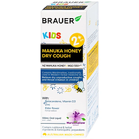 Brauer Kids Manuka Honey Dry Cough hỗ trợ giảm chứng ho khan, giảm đau rát họng ở trẻ (100ml dung dịch)