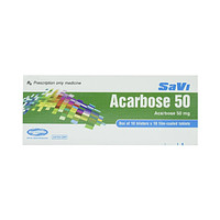 Acarbose 50 SaVi, thuốc điều trị đái tháo đường (10 vỉ x 10 viên)