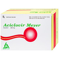Sản phẩm Aciclovir 800mg Meyer (3 vỉ x 10 viên) dùng để điều trị nhiễm Herpes zoster và thủy đậu.