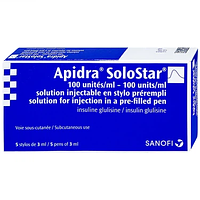Bút tiêm Apidra Solostar 100IU/ml Sanofi điều trị đái tháo đường (5 bút x 3ml)