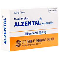 Alzental 400mg Shinpoong Daewoo điều trị nhiễm một hoặc nhiều loại ký sinh trùng đường ruột (Hộp 1 vỉ x 1 viên)